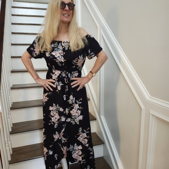 Lascana Venus Black and Peach/Pink Floral Maxi Dress, Small, $34 - Picture 14 of 14